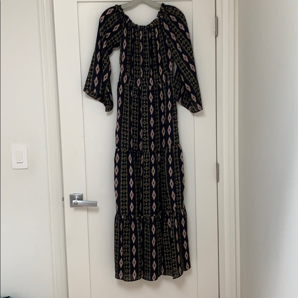 Navy blue boho maxi dress